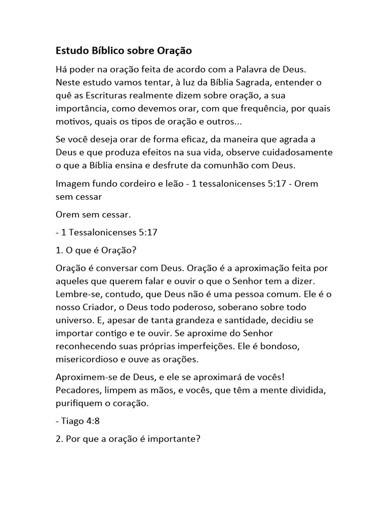 Estudo Bíblico sobre Oração | PDF | Oração | Deus