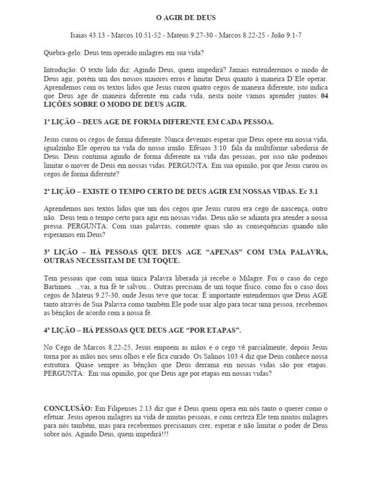 O Agir De Deus Pdf Jesus Deus