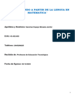 Interactuando A Partir de La Lengua en Matematica