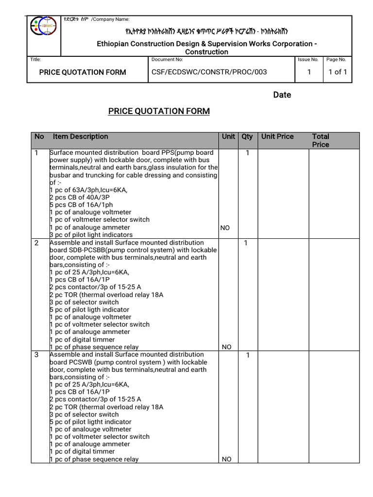 Electrical Parts Price Quotation | PDF | Equipment | Building Engineering