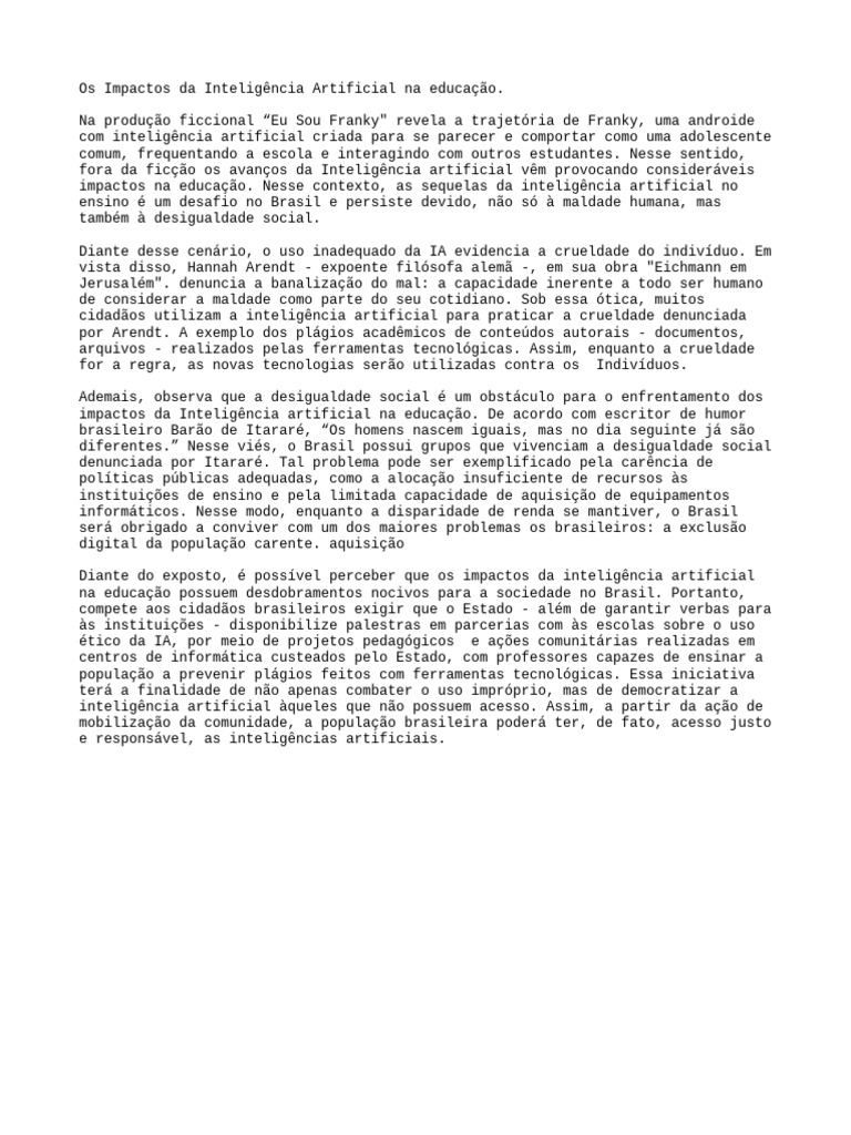 Impactos da IA na Educação Brasileira | PDF | Inteligência artificial ...
