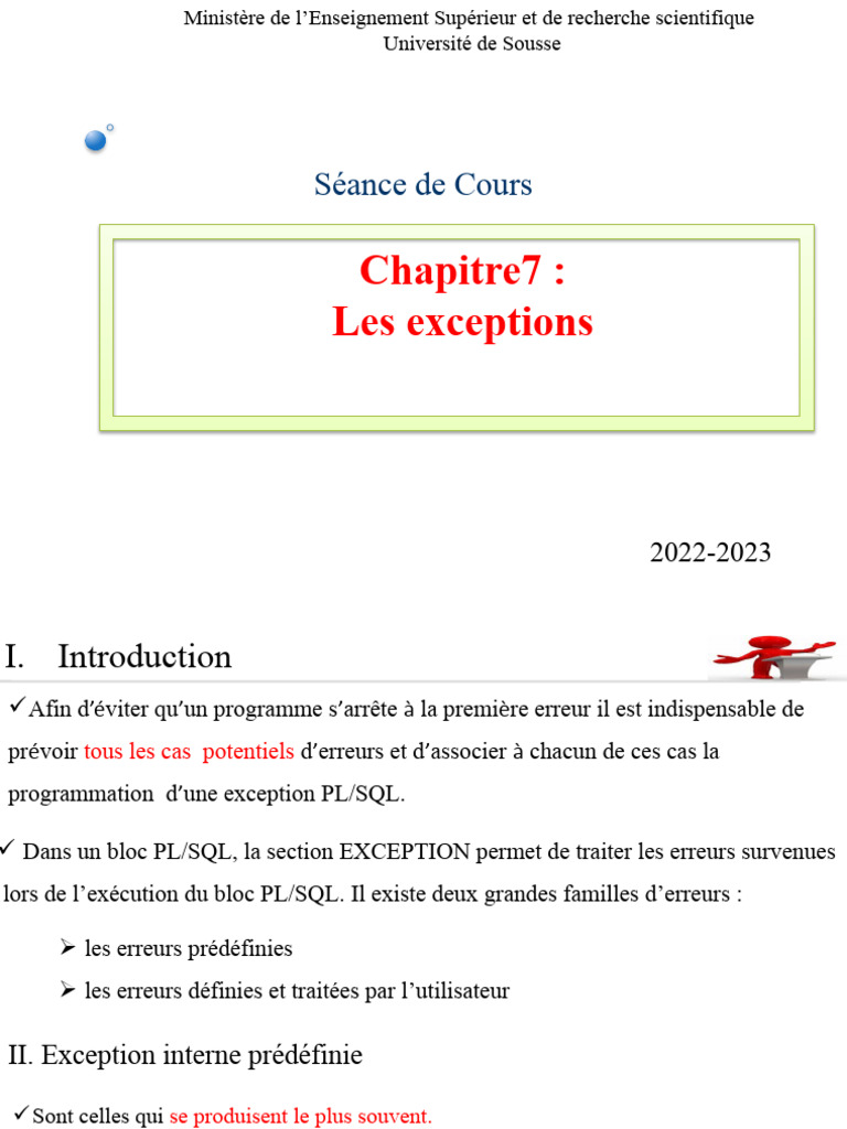 Gestion des exceptions en PL/SQL | PDF | PL/SQL | Développement de logiciel