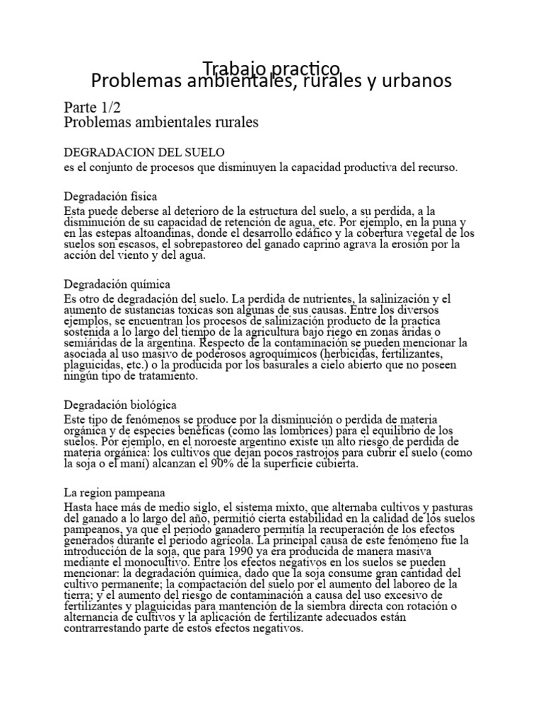 Trabajo Practico Geografia Problemas Ambientales Rurales | PDF ...