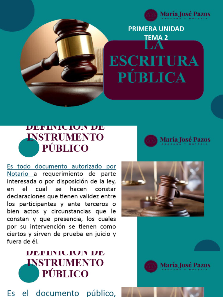 La Escritura Pública Primer Modulo Tema 2 | PDF | Derecho
