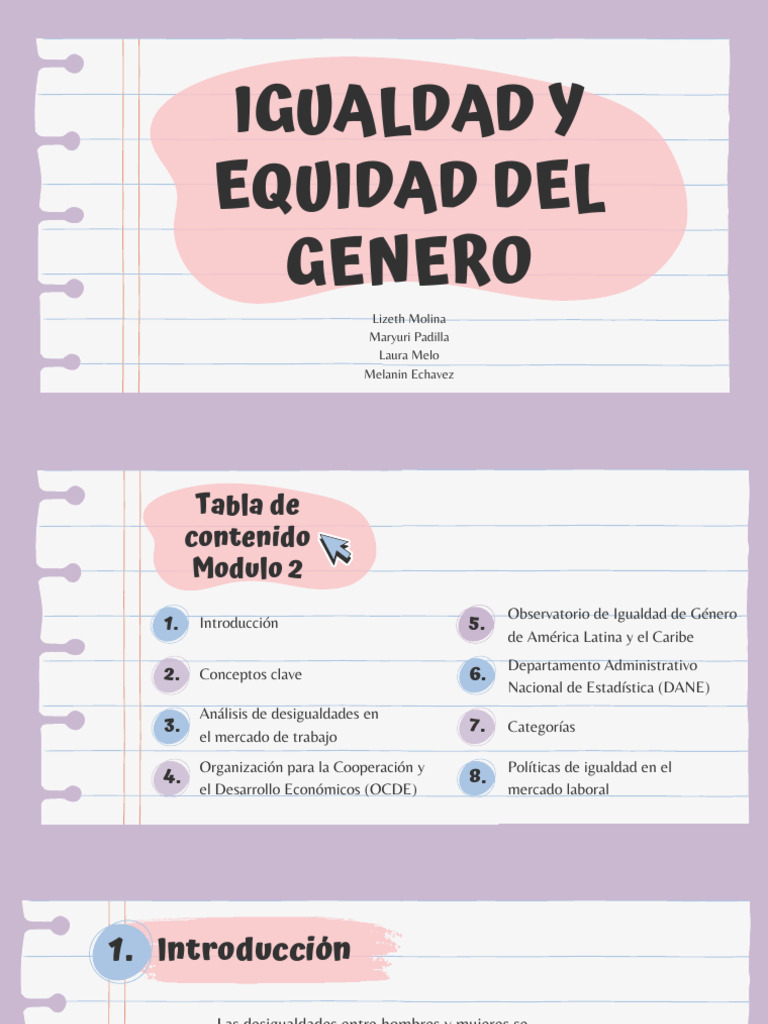 Igualdad y Equidad de Género Laboral | PDF | Igualdad de género ...