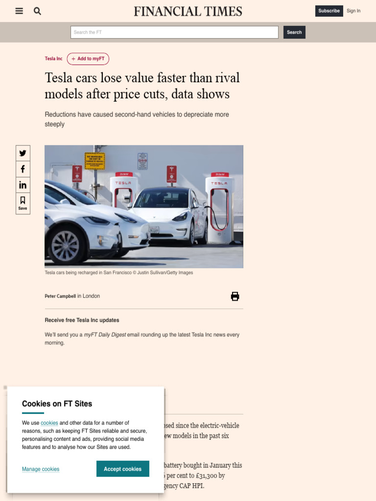 12ft Tesla Cars Lose Value Faster Than Rival Models After Price Cuts