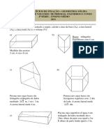 Exercícios de Fixação - Geometria Sólida Áreas E Volumes de Prismas, Cilindros E Cones 2 Série - Ensino Médio 2011