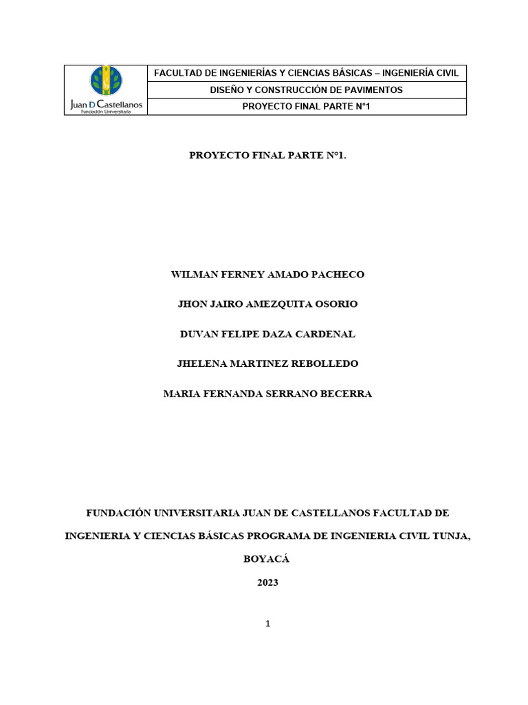 Diseño de Pavimentos: Proyecto Final 1 | PDF | Ciencias fisicas | Suelo