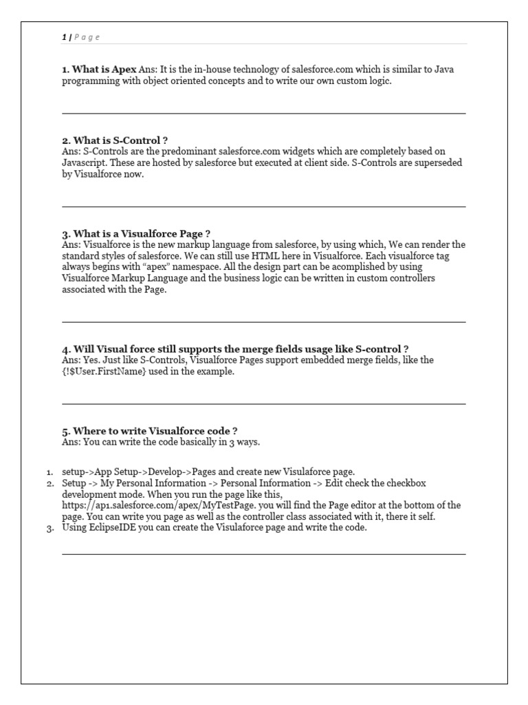 Salesforce Apex & Visualforce FAQ | PDF | Method (Computer Programming ...
