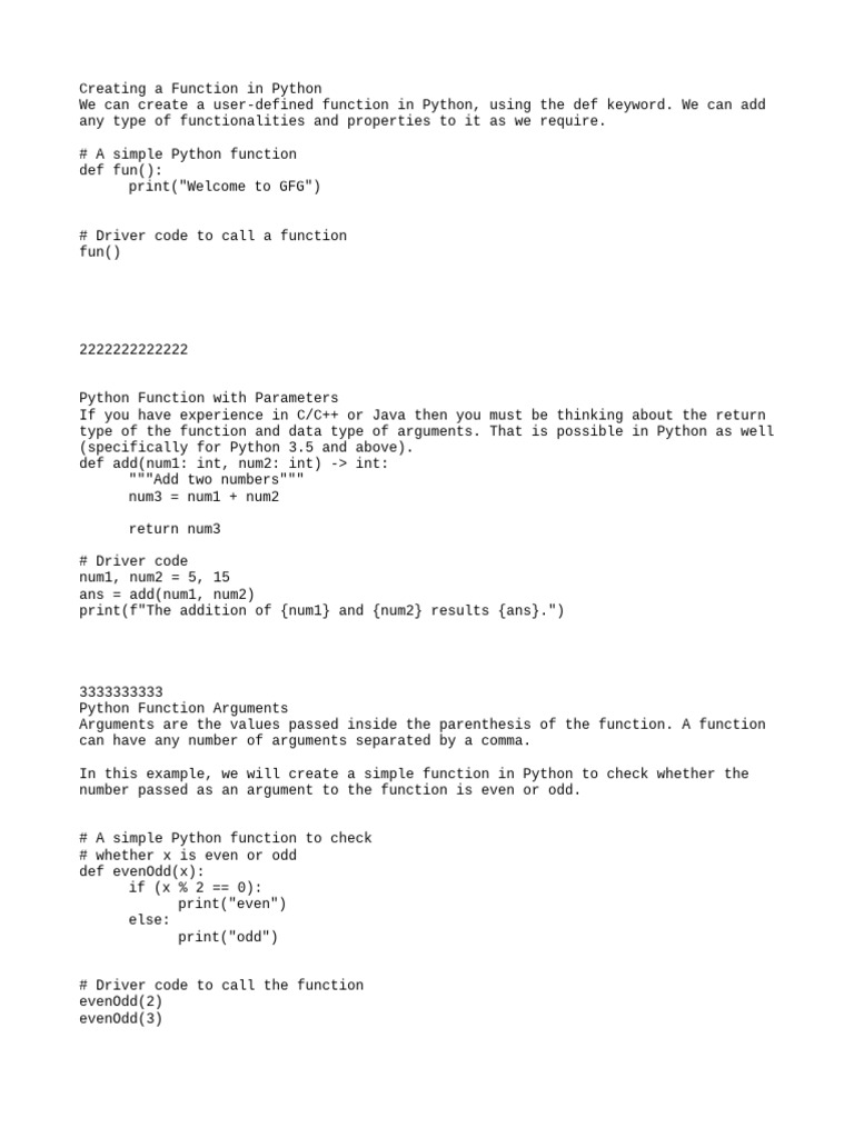Creating A Function in Python | PDF