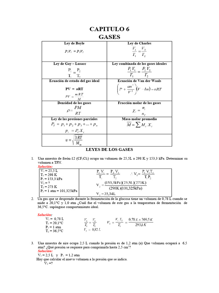 TALLER DE GASES Y CINETICA Resolución | PDF | Gases | Mole (Unidad)