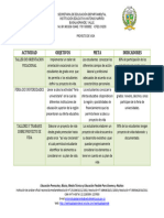 Cuadro Metas e Indicadores Proyecto de Vida