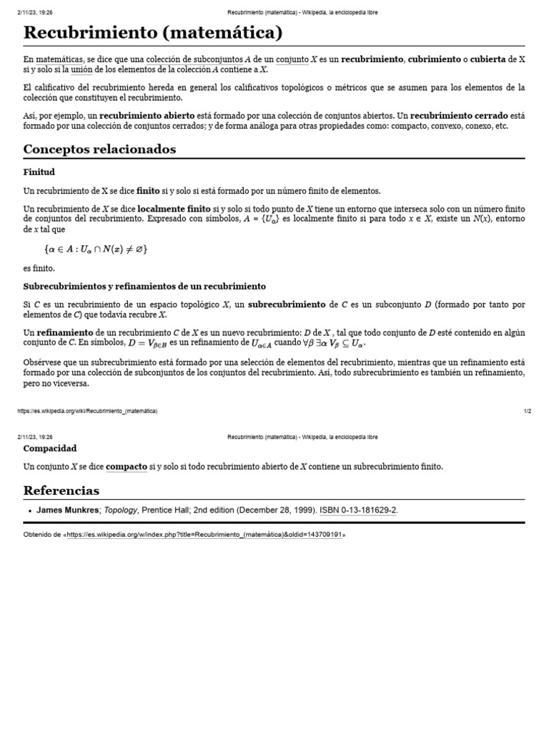 Recubrimiento (Matemática) - Wikipedia, La Enciclopedia Libre | PDF ...