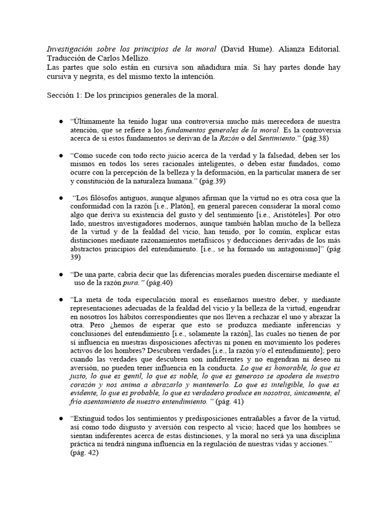 Hume (Investigación sobre los principios de la moral) PDF David