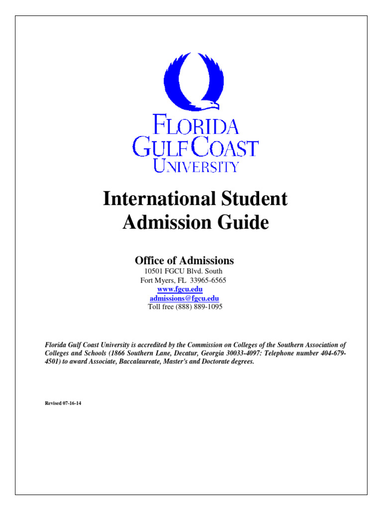 FGCU International Admissions Guide 07-16-14 | PDF | University And College  Admission | Academic Degree