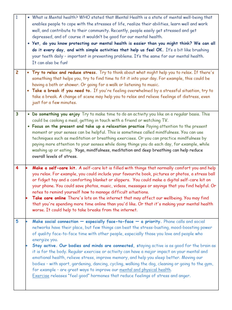Mental Health Tips | PDF | Mental Health | Mindfulness