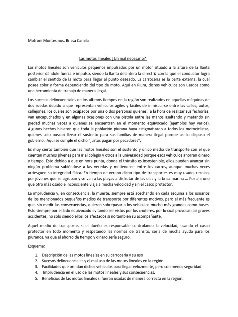 Motroni Montesinos, Brissa Camila (1) 2 | PDF | Motocicleta | Transporte