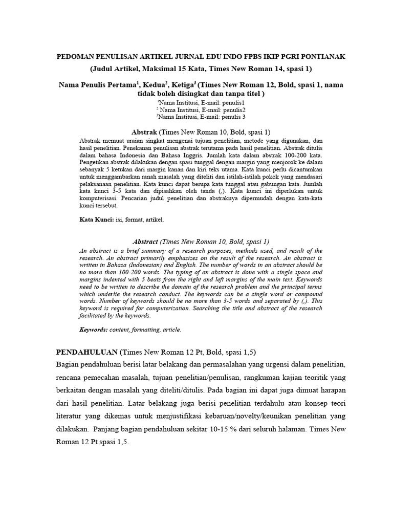 Template Jurnal Edu Indo IKIP PGRI Pontianak | PDF
