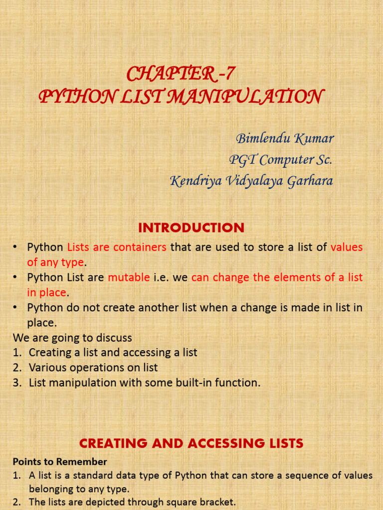 Python List Manipulation Techniques | PDF | String (Computer Science ...