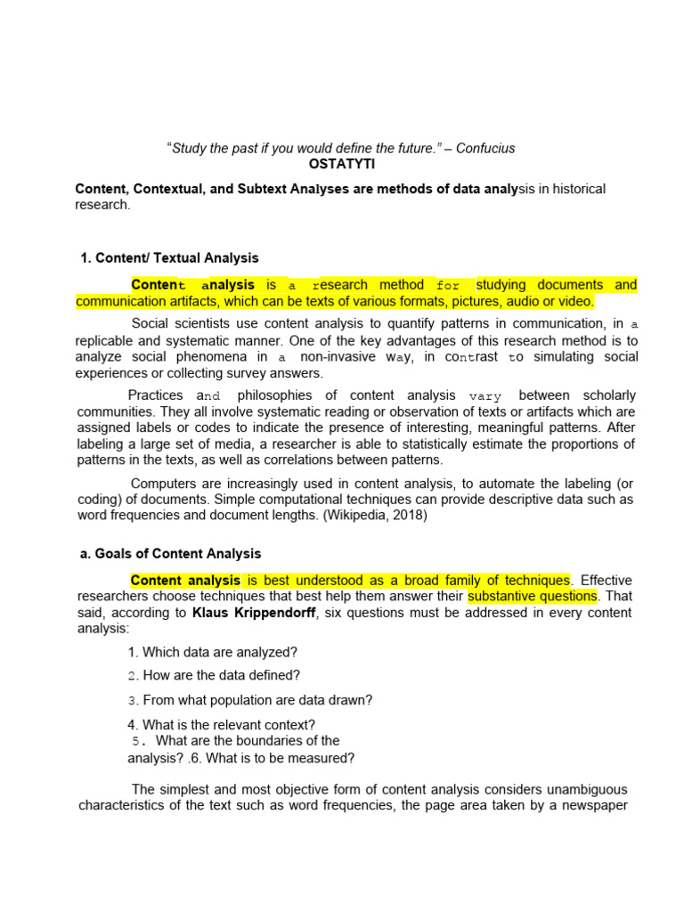 Differentiate Content And Contextual Analysis
