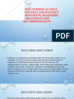 The Effectiveness of DNCS Inclusive Education Policy Implementation Readiness Challenges and Recommendation