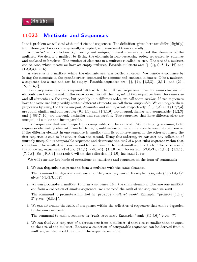 Multisets and Sequences PDF Sequence Parameter Programming)