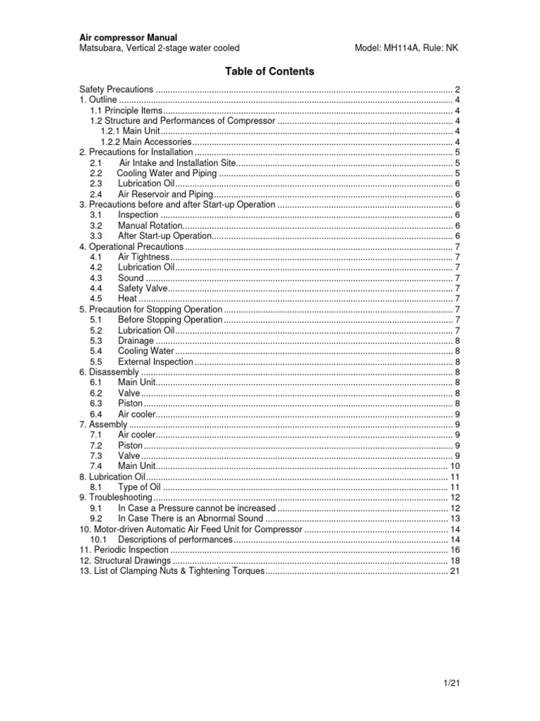 Mh114 Air Compressor Manual Samundra Institute Of Air Compressor