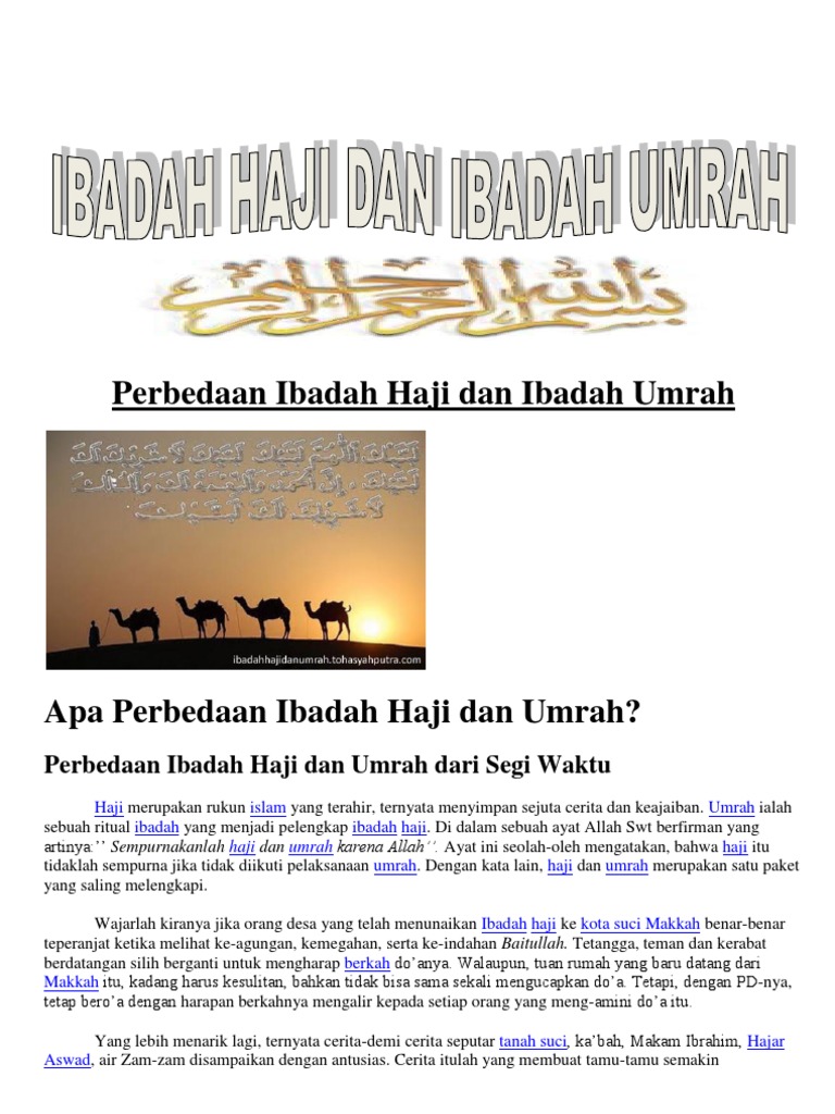 Perbedaan Ibadah Haji Dan Umrah Dari Segi Waktu