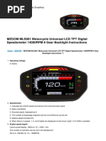 mls061 Motorcycle Universal LCD TFT Digital Speedometer 14000rpm 6 Gear Backlight Manual