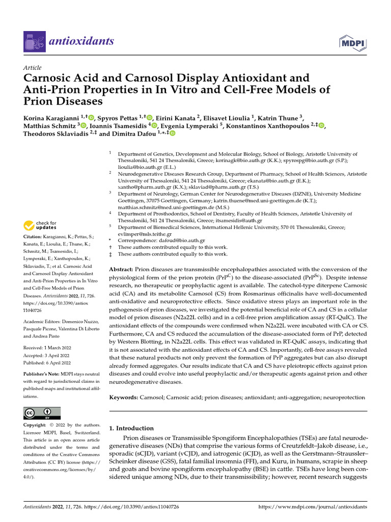 Antioxidants 11 00726 v3 PDF Biochemistry Chemistry