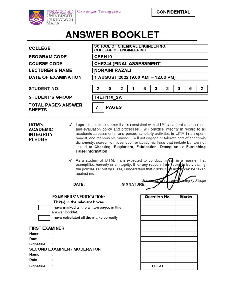 Che244 answer sheet front page feb2022 pdf