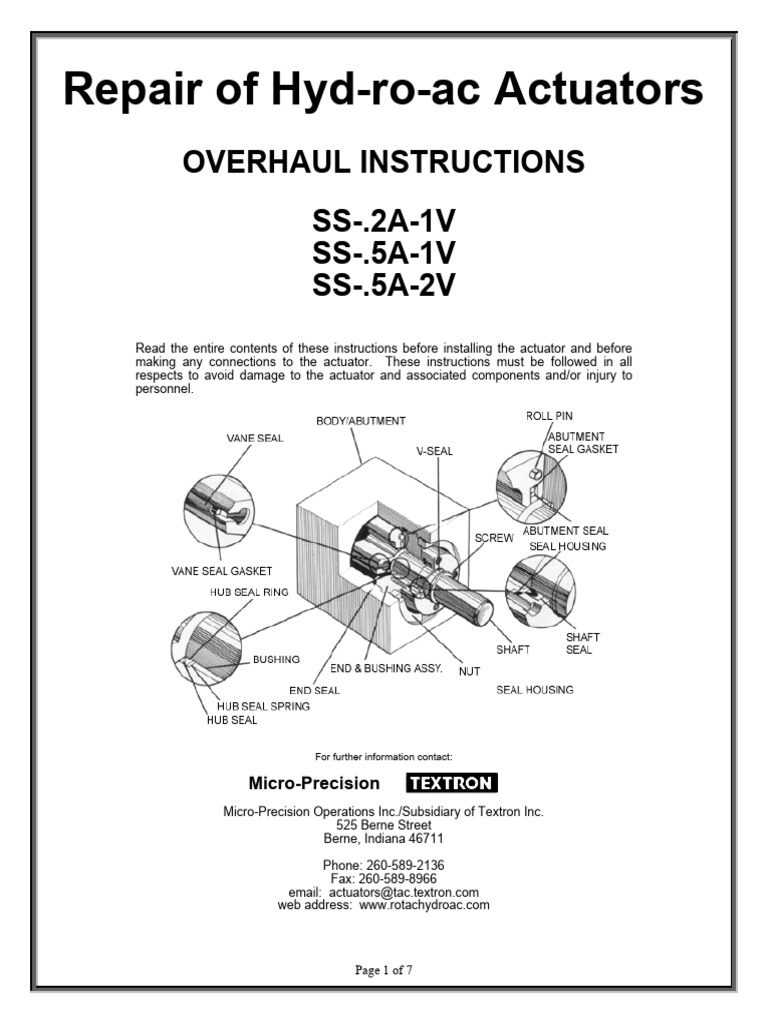 Roatary Actuators - Micromatic Repair Manual - SS-0.2A & SS-0.5A | PDF ...