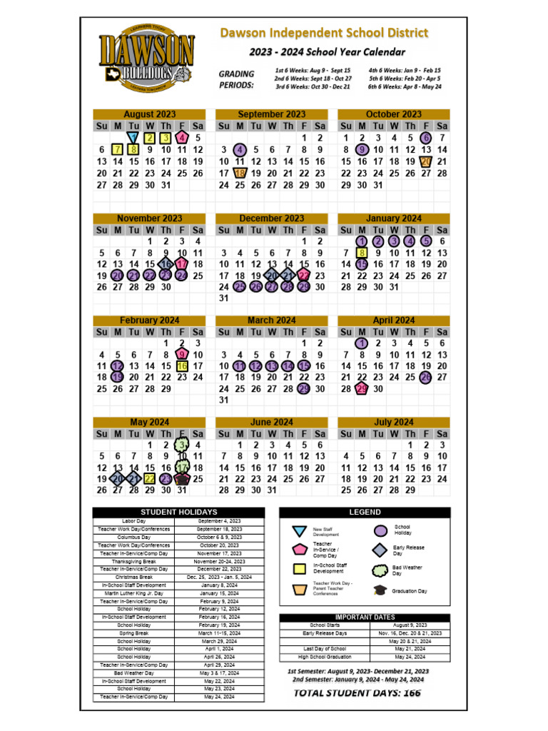 2023 2024CalendarORIGINAL | PDF | Academic Term | Holidays