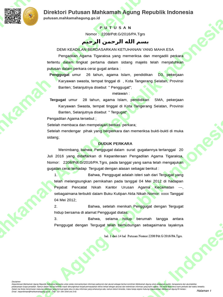 Putusan Cerai Gugat | PDF