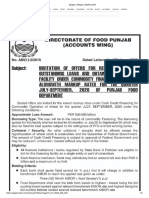 Food Department Financing Tender Notice