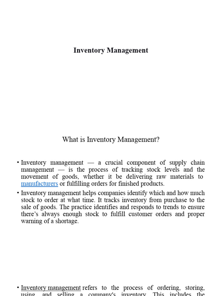 Comprehensive Guide to Inventory Management | PDF | Inventory | Warehouse