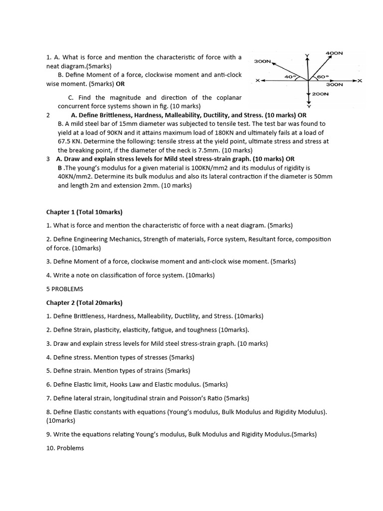 Som Test-1 Notes | PDF | Ductility | Ultimate Tensile Strength
