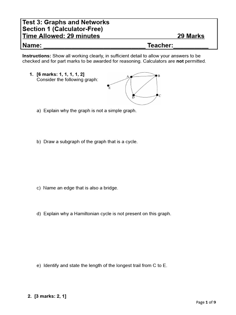 Graphs and Networks Test 3 Guide | PDF | Mathematical Concepts ...