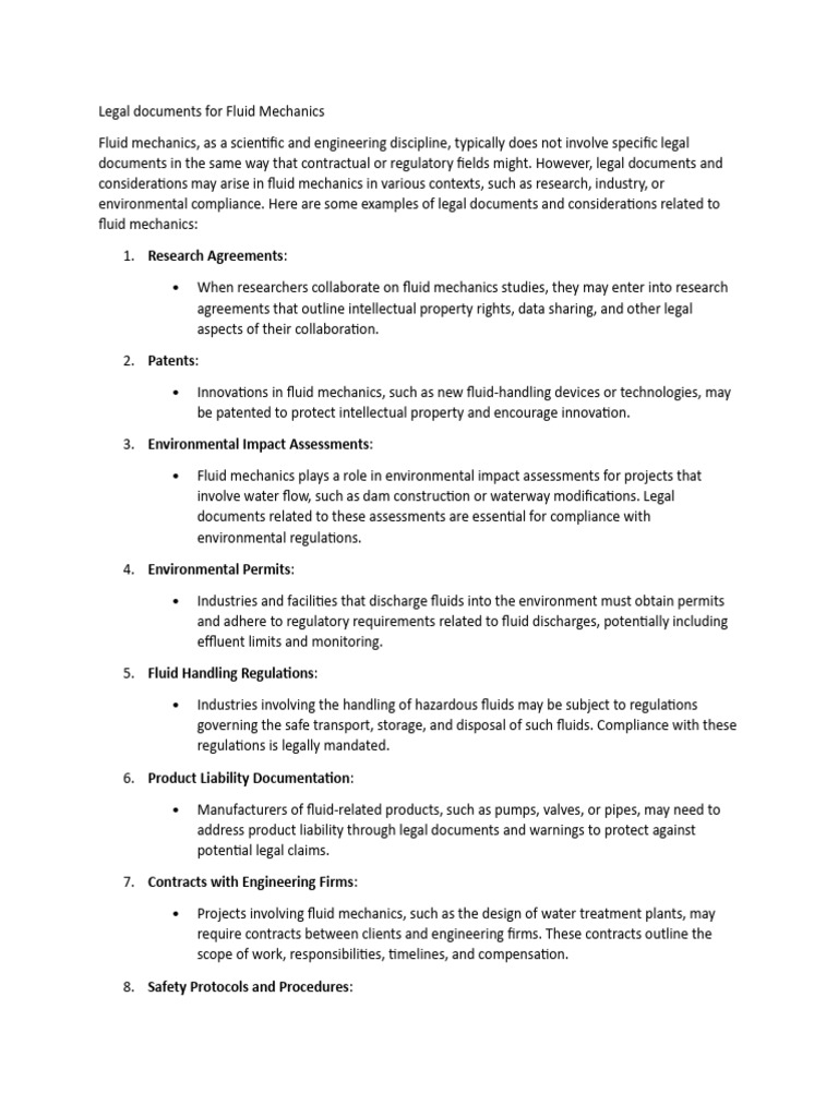 Legal Documents For Fluid Mechanics PDF Non Disclosure Agreement