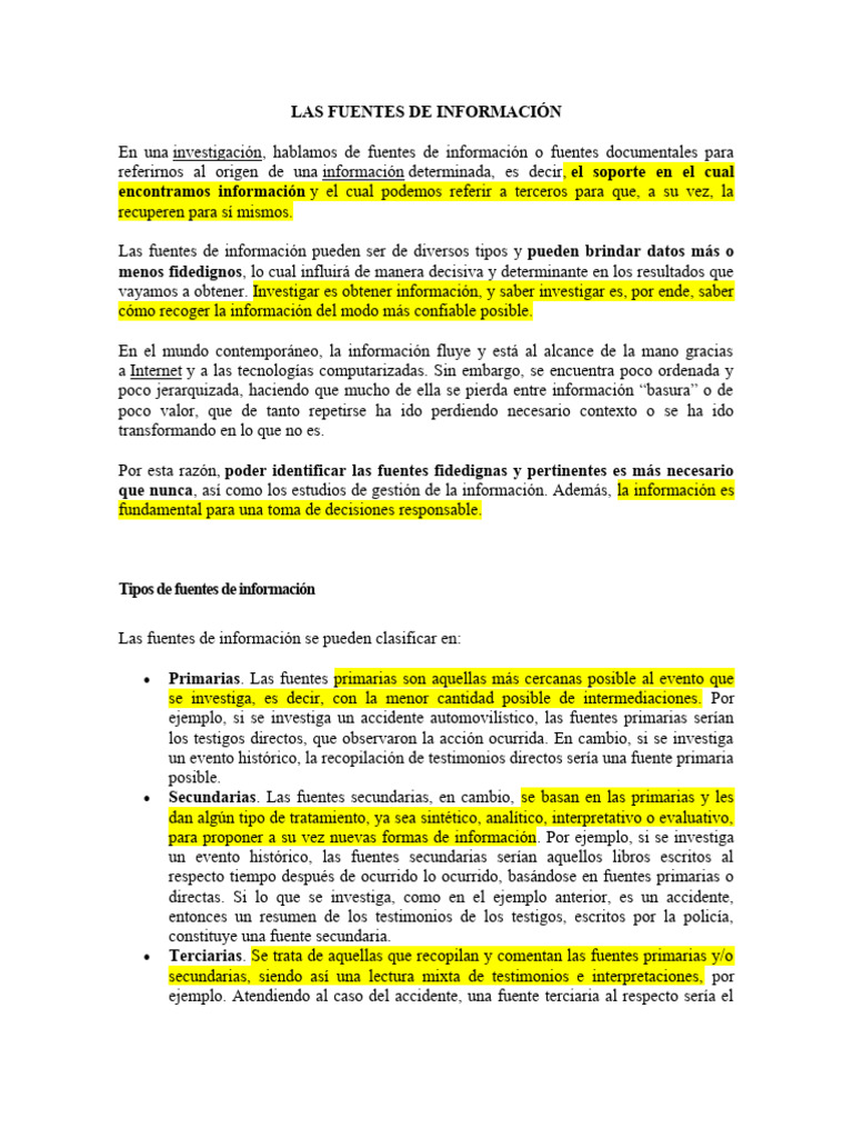 Tipos y Fuentes de Información en Investigación | PDF | Filosofía ...