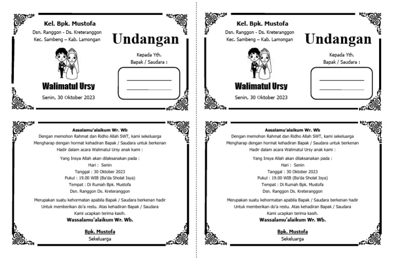 Undangan Kenduri Walimatul Ursy 2 Slide | PDF