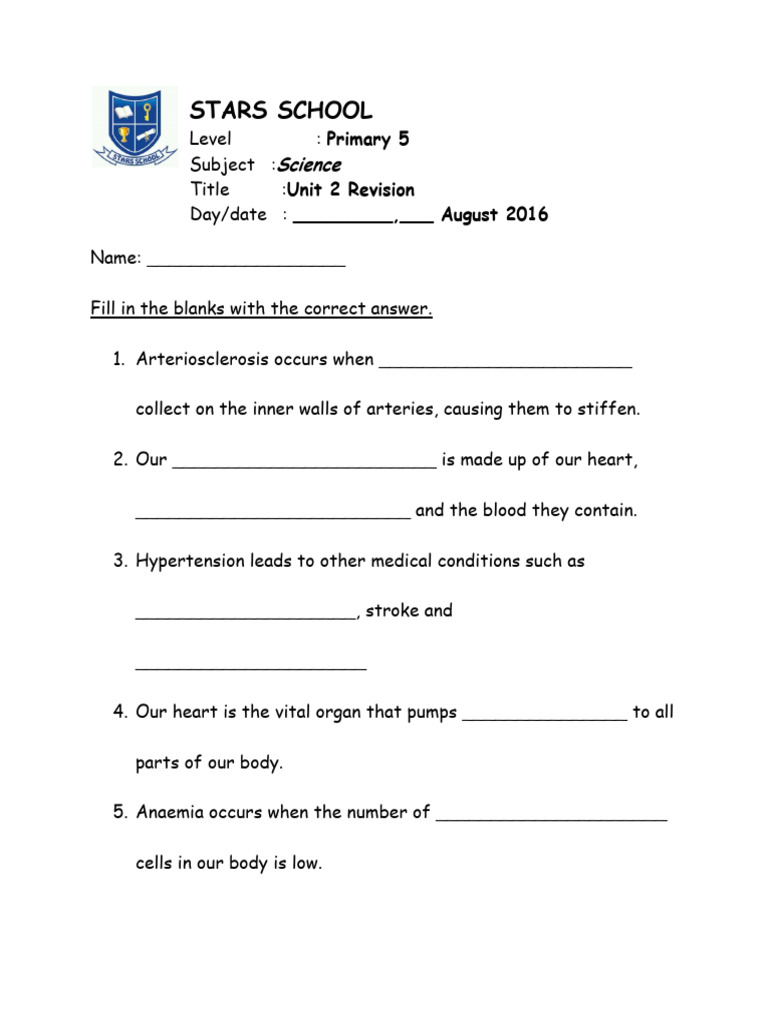 Primary 5 Science Circulatory System Revision | PDF | Heart | Blood