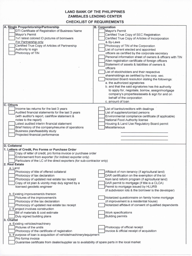 Zambales LC Sme Requirements 2019 PDF