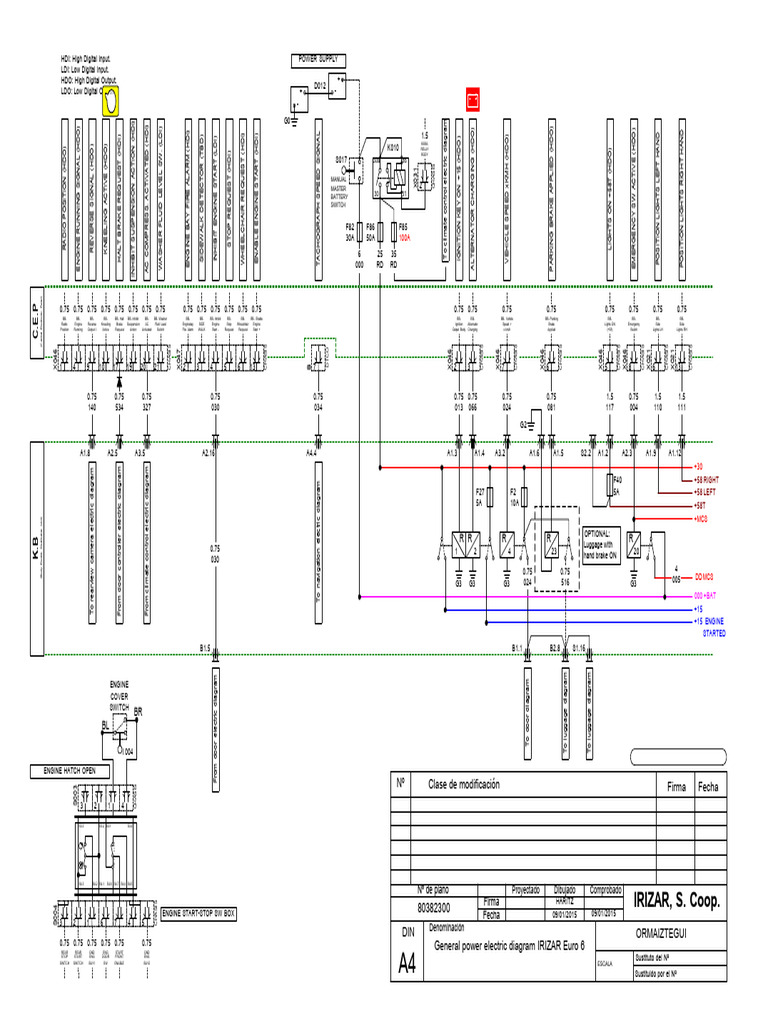 Visio-8038230 General Power Electric Diagram IRIZAR E6 | PDF
