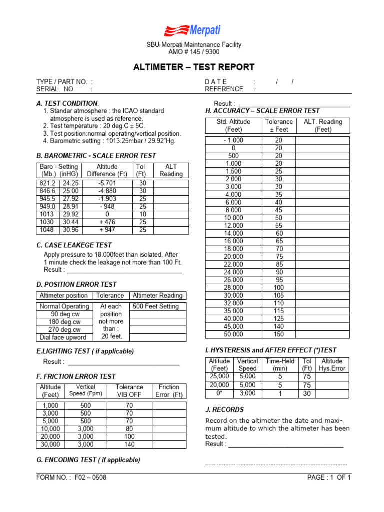 Altimeter Test Report PDF Altimeter Atmospheric Pressure