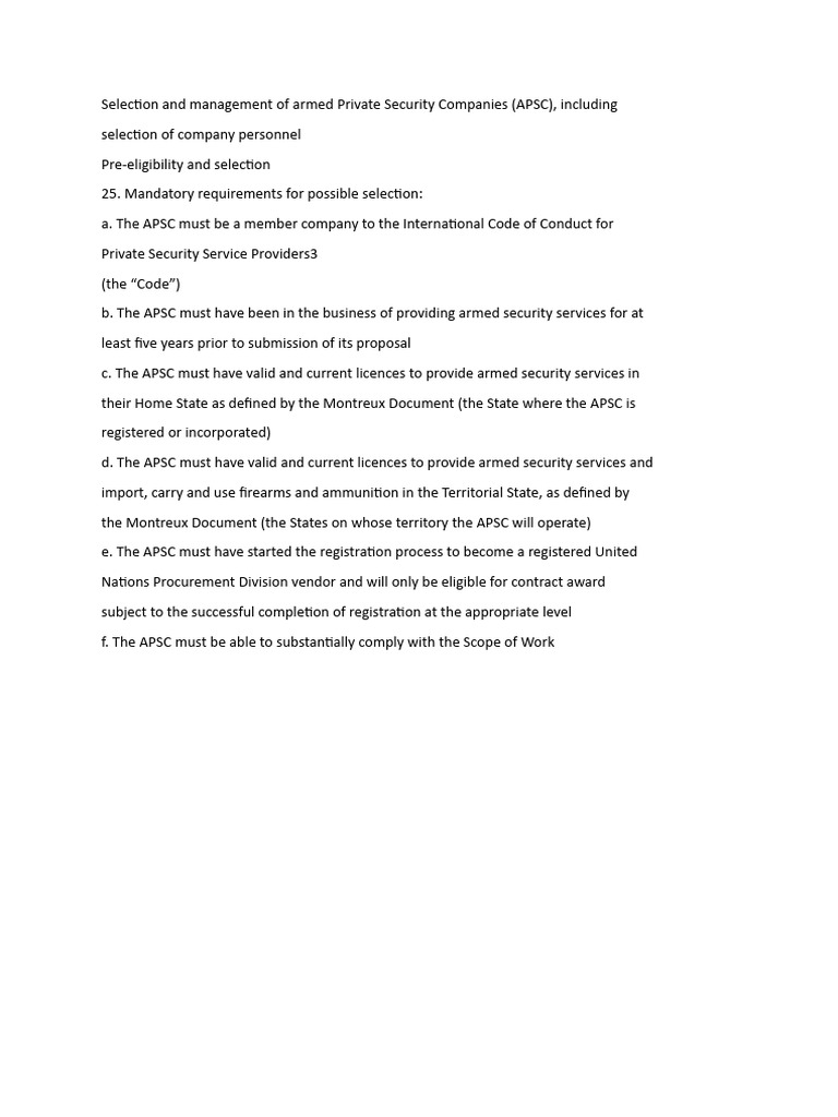 Selection and management of armed Private Security Companies PDF