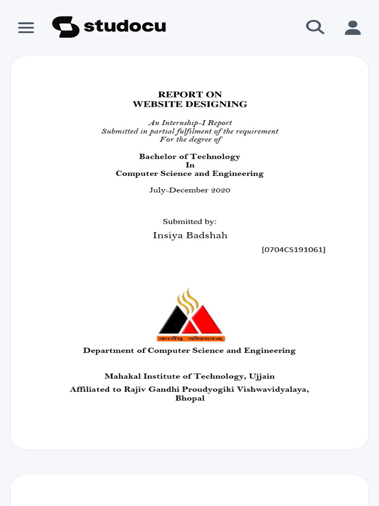 Internship Report for HTML and CSS - REPORT ON WE… | PDF