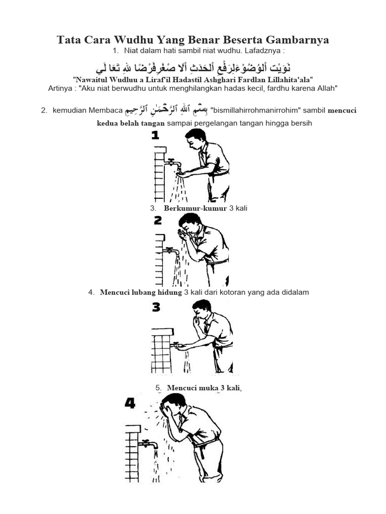 Tata Cara Wudhu Yang Benar Beserta Gambarnya | PDF
