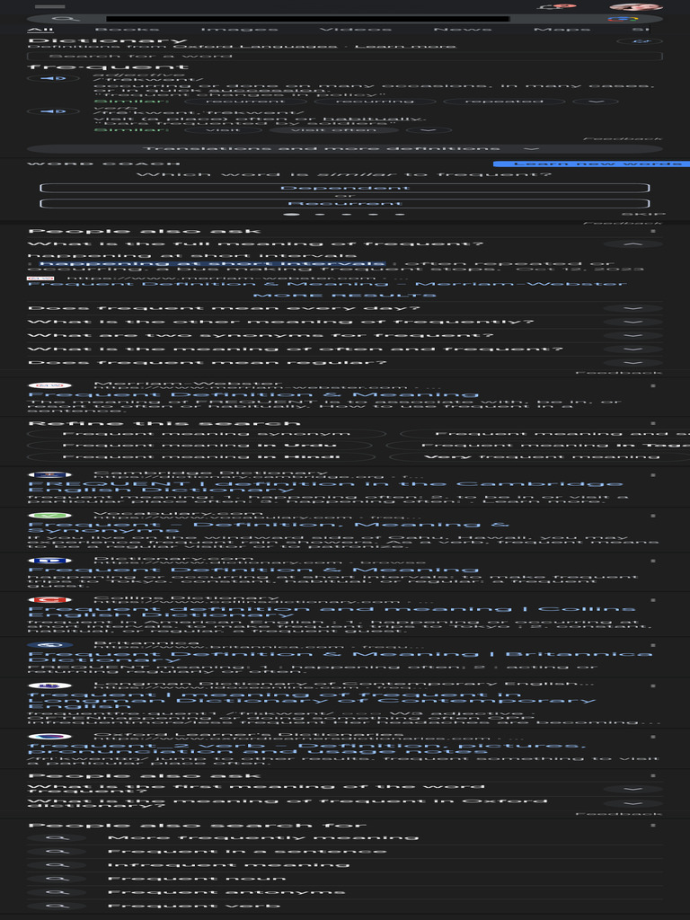FREQUENT DICTIONARY MEANING visual data 7