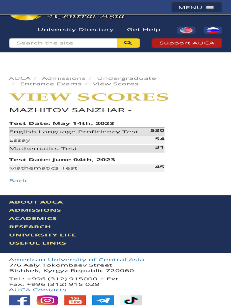 AUCA Admissions and Entrance Exams Guide | PDF